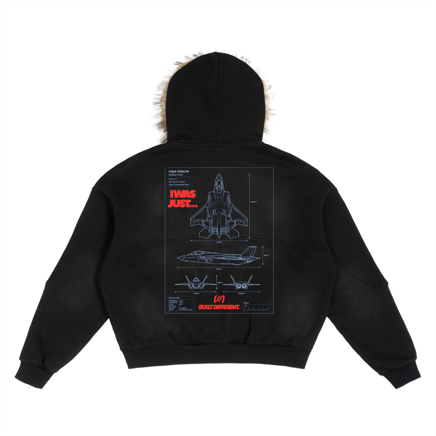 Sun Fade Boxy Detachable Fur Hoodie