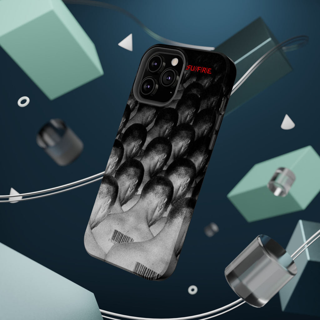 iPhone Magnetic Impact Case — Barcode Heads Monochrome Art Design