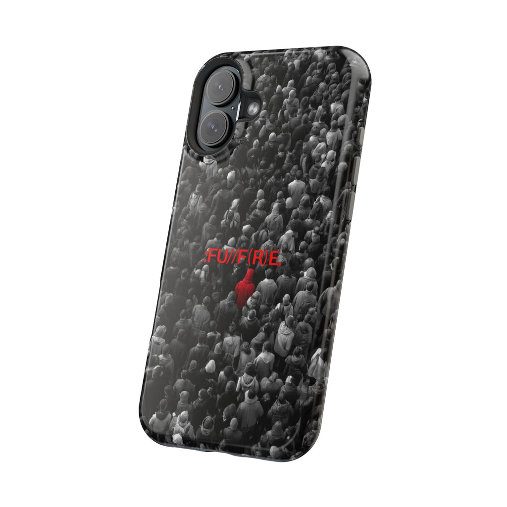 Phone Case — Magnetic Impact-Resistant Case with Red Heart "FUTURE" Crowd Design