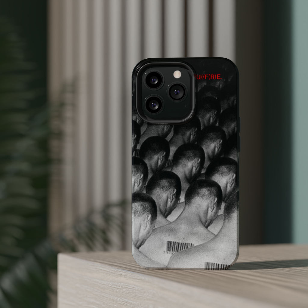 iPhone Magnetic Impact Case — Barcode Heads Monochrome Art Design