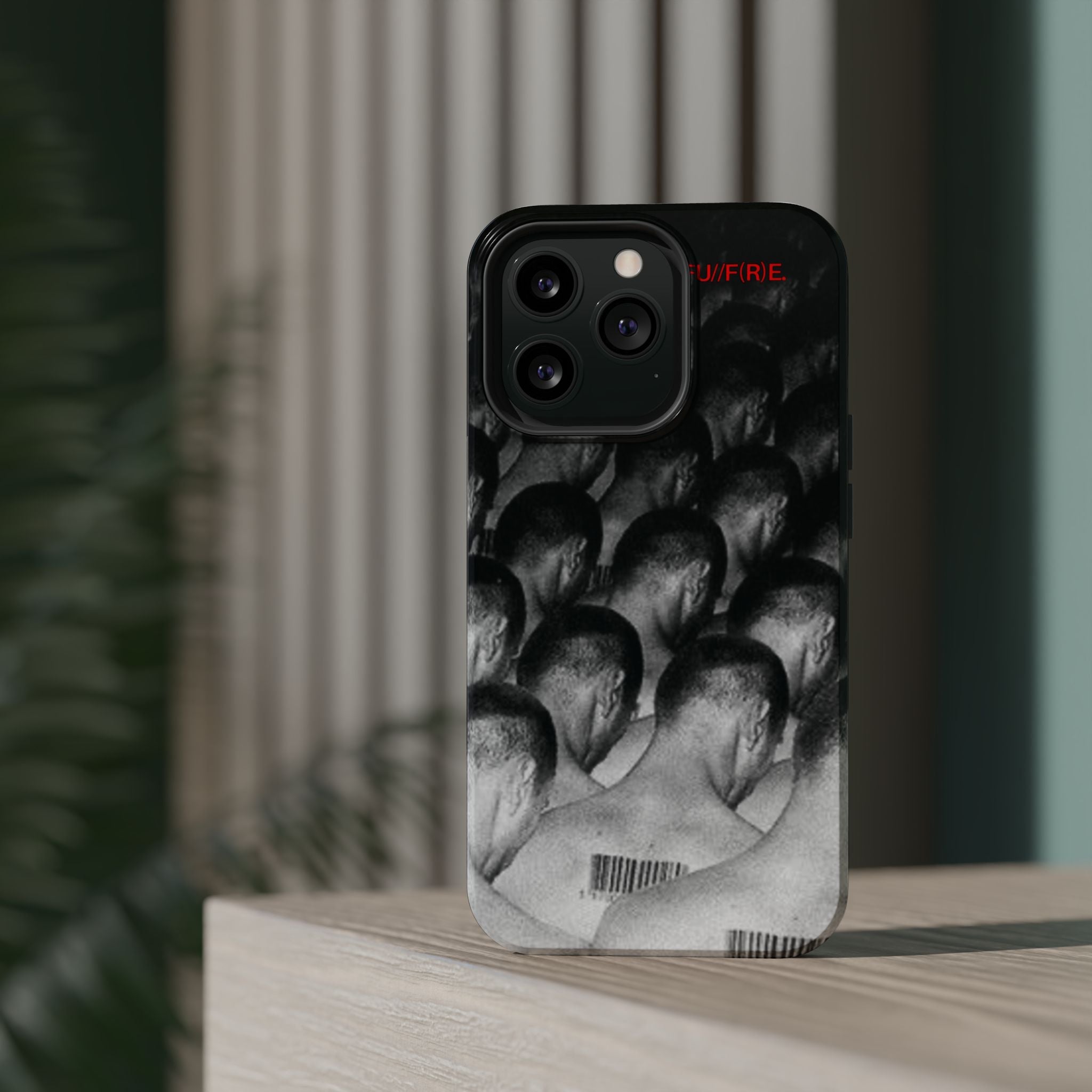 iPhone Magnetic Impact Case — Barcode Heads Monochrome Art Design