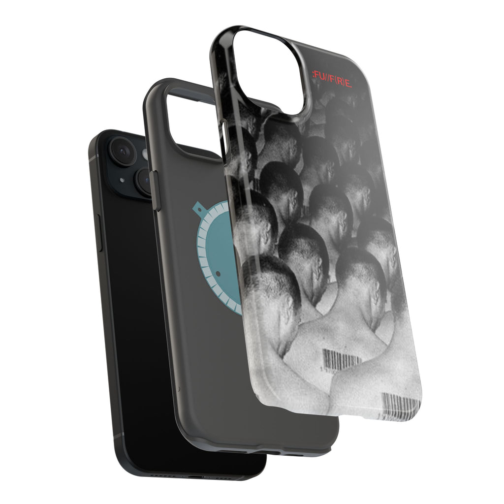 iPhone Magnetic Impact Case — Barcode Heads Monochrome Art Design