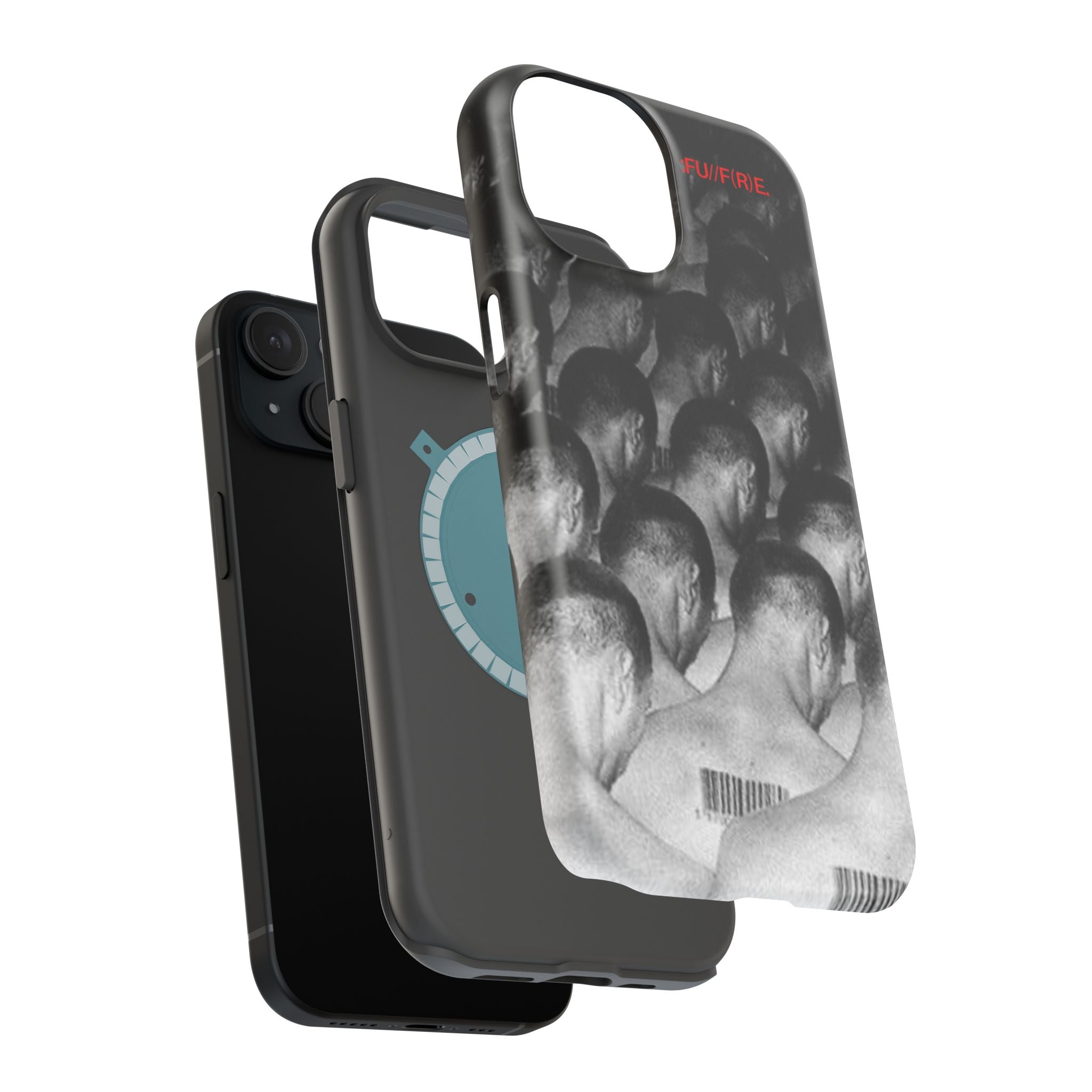 iPhone Magnetic Impact Case — Barcode Heads Monochrome Art Design