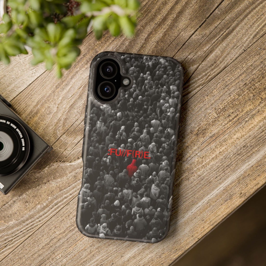 Phone Case — Magnetic Impact-Resistant Case with Red Heart "FUTURE" Crowd Design