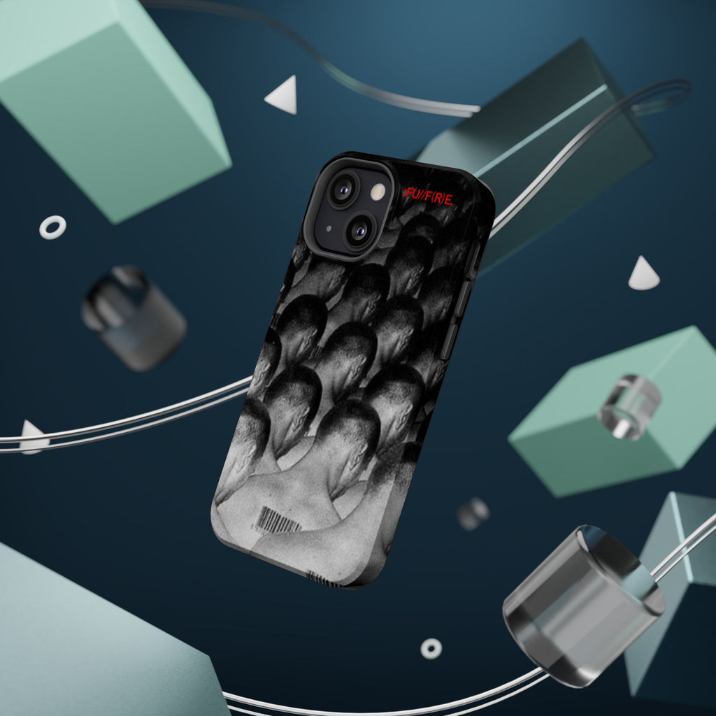 iPhone Magnetic Impact Case — Barcode Heads Monochrome Art Design