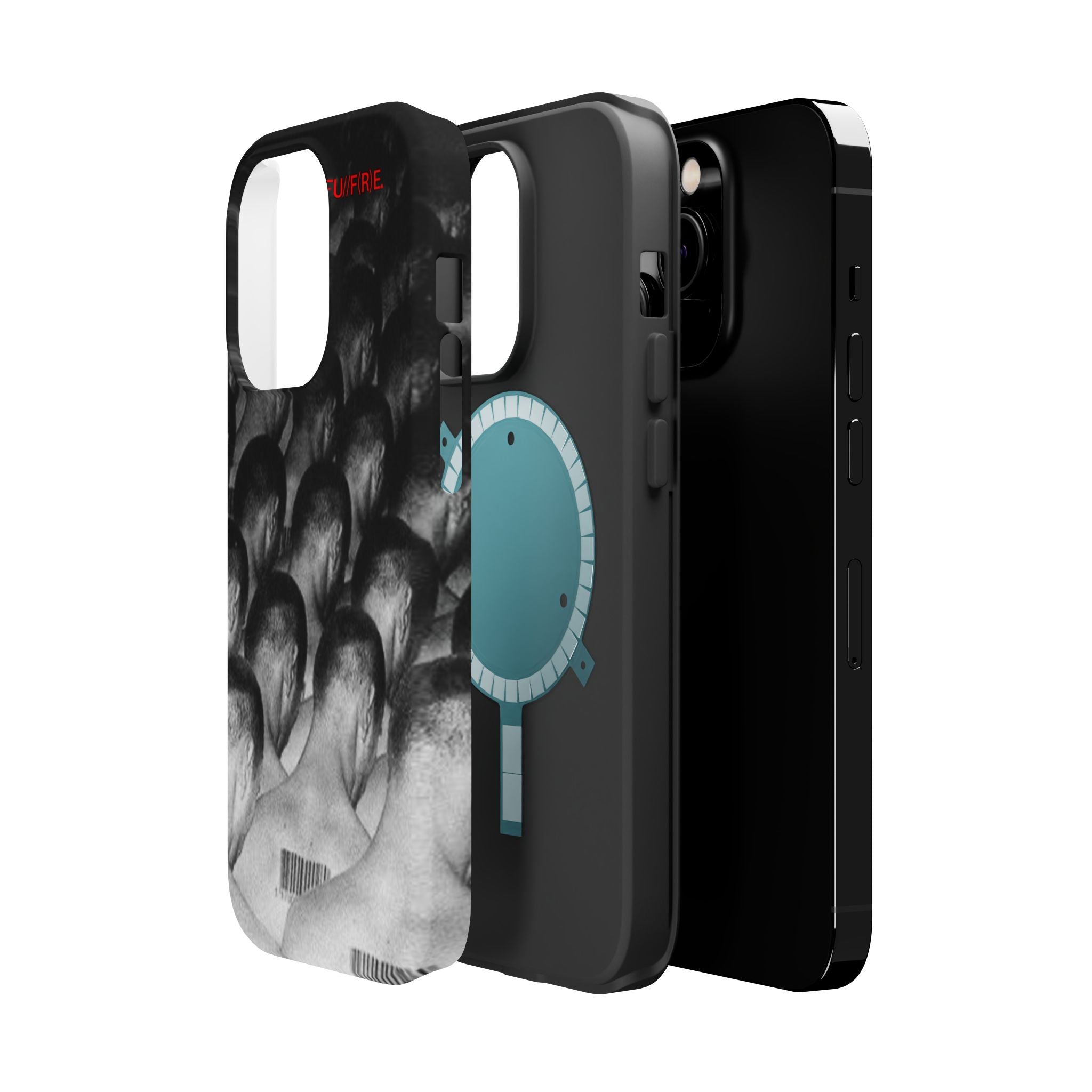 iPhone Magnetic Impact Case — Barcode Heads Monochrome Art Design