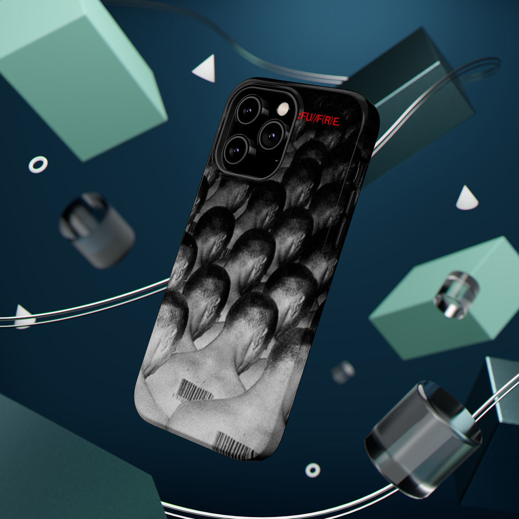 iPhone Magnetic Impact Case — Barcode Heads Monochrome Art Design