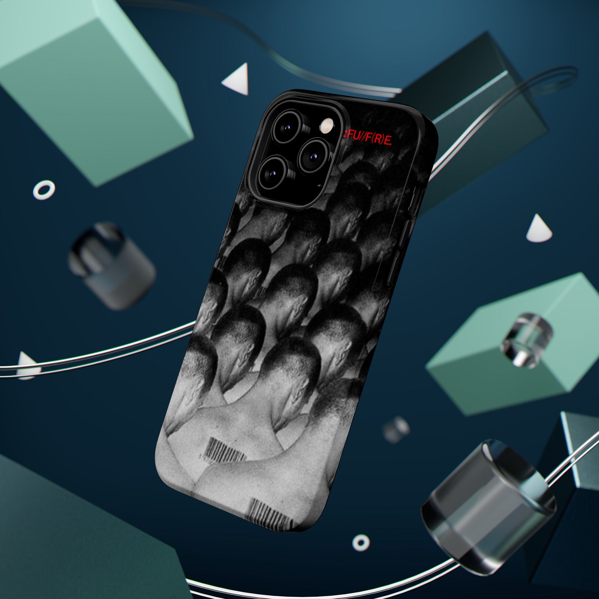 iPhone Magnetic Impact Case — Barcode Heads Monochrome Art Design