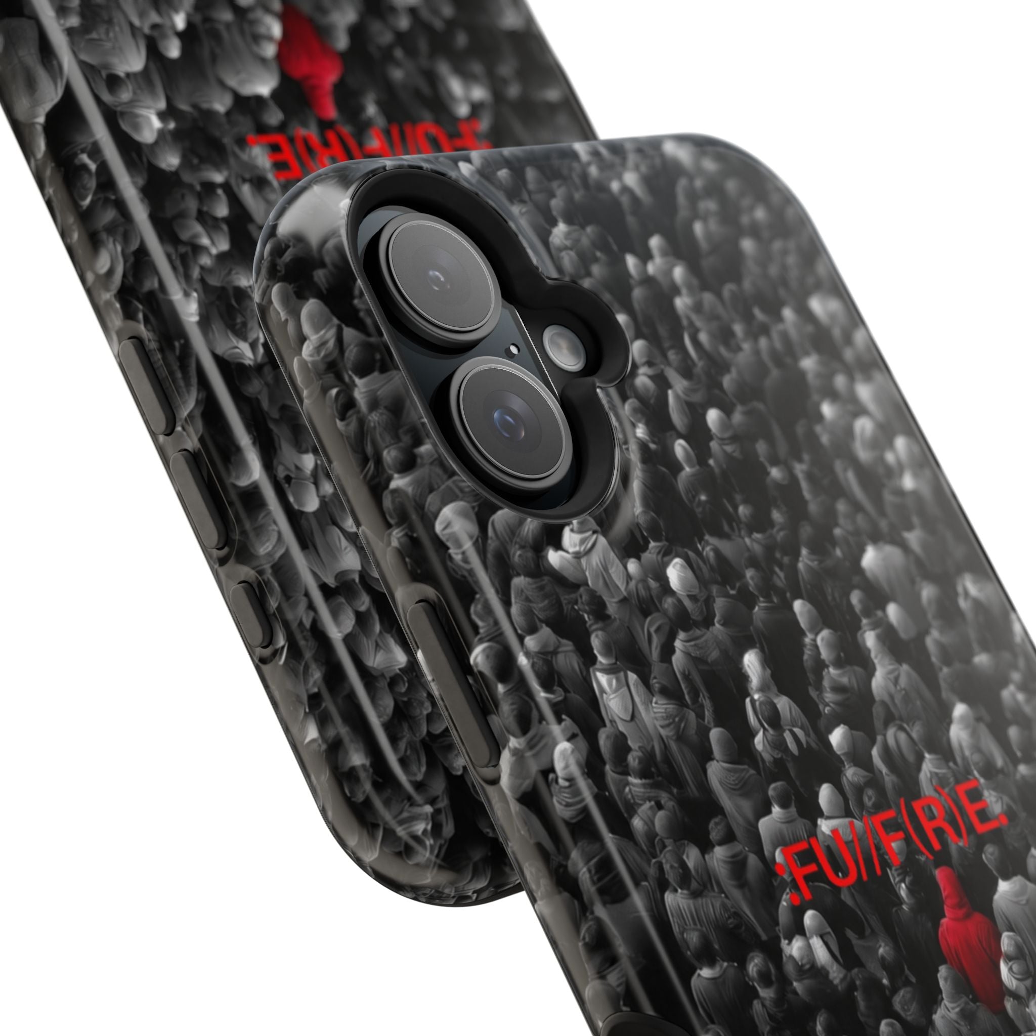Phone Case — Magnetic Impact-Resistant Case with Red Heart "FUTURE" Crowd Design