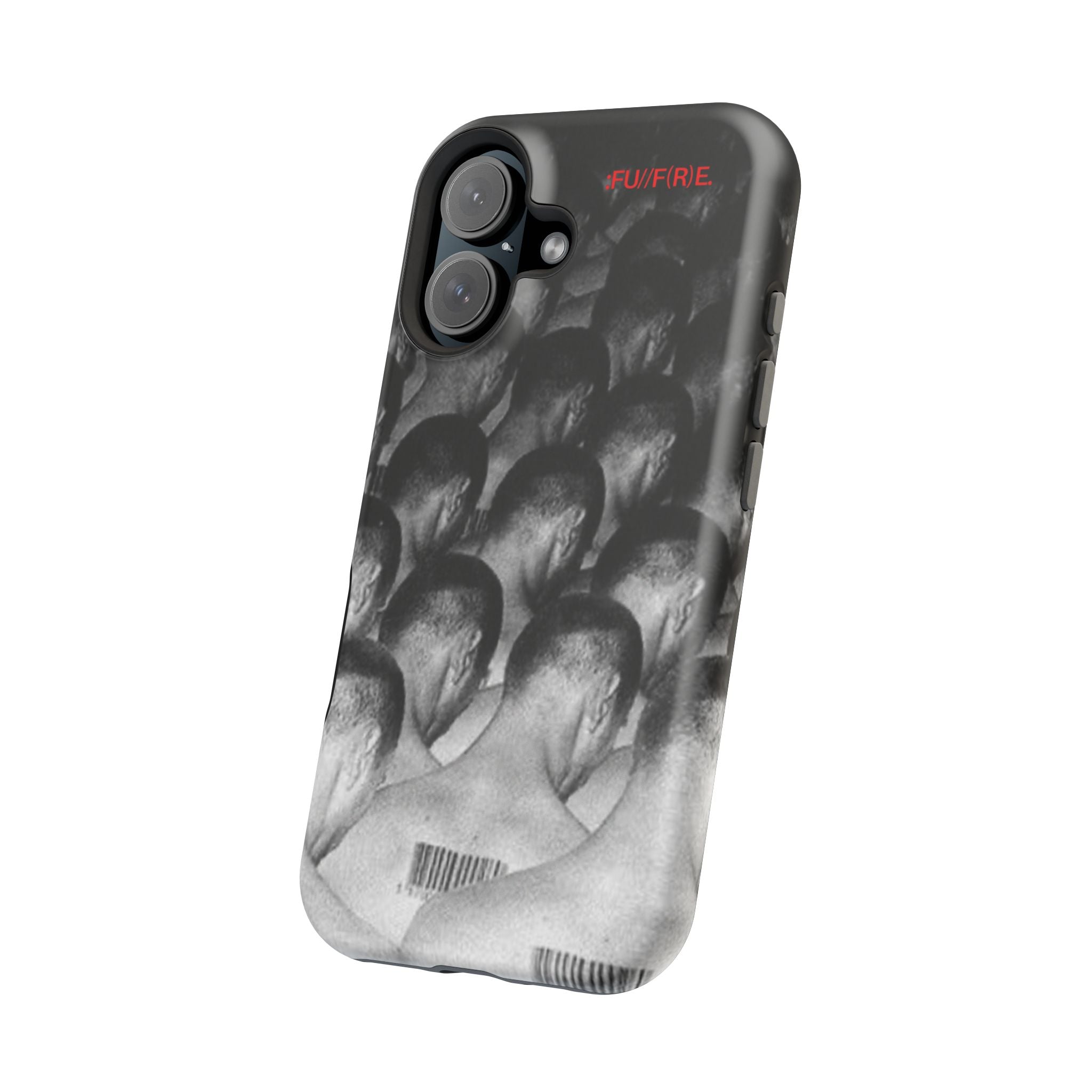 iPhone Magnetic Impact Case — Barcode Heads Monochrome Art Design