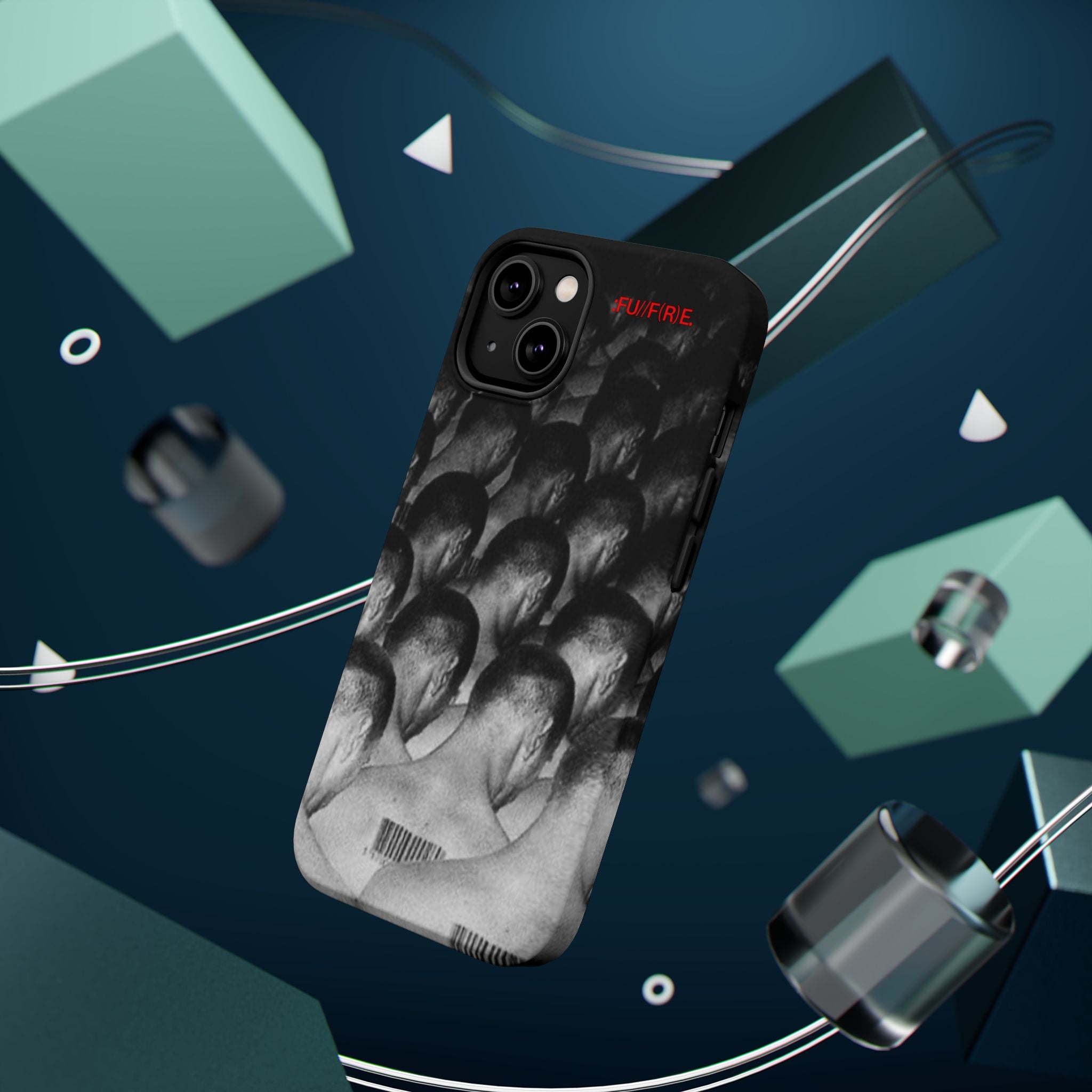 iPhone Magnetic Impact Case — Barcode Heads Monochrome Art Design