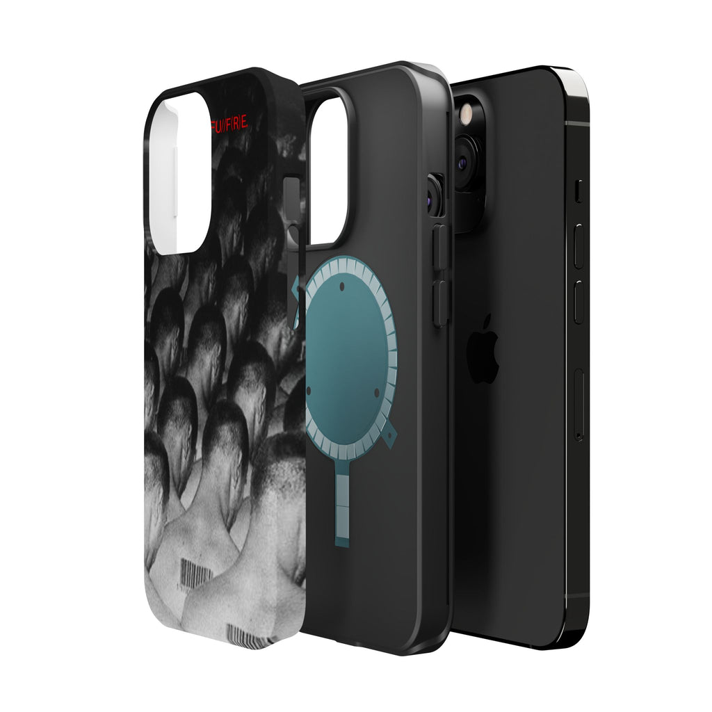 iPhone Magnetic Impact Case — Barcode Heads Monochrome Art Design