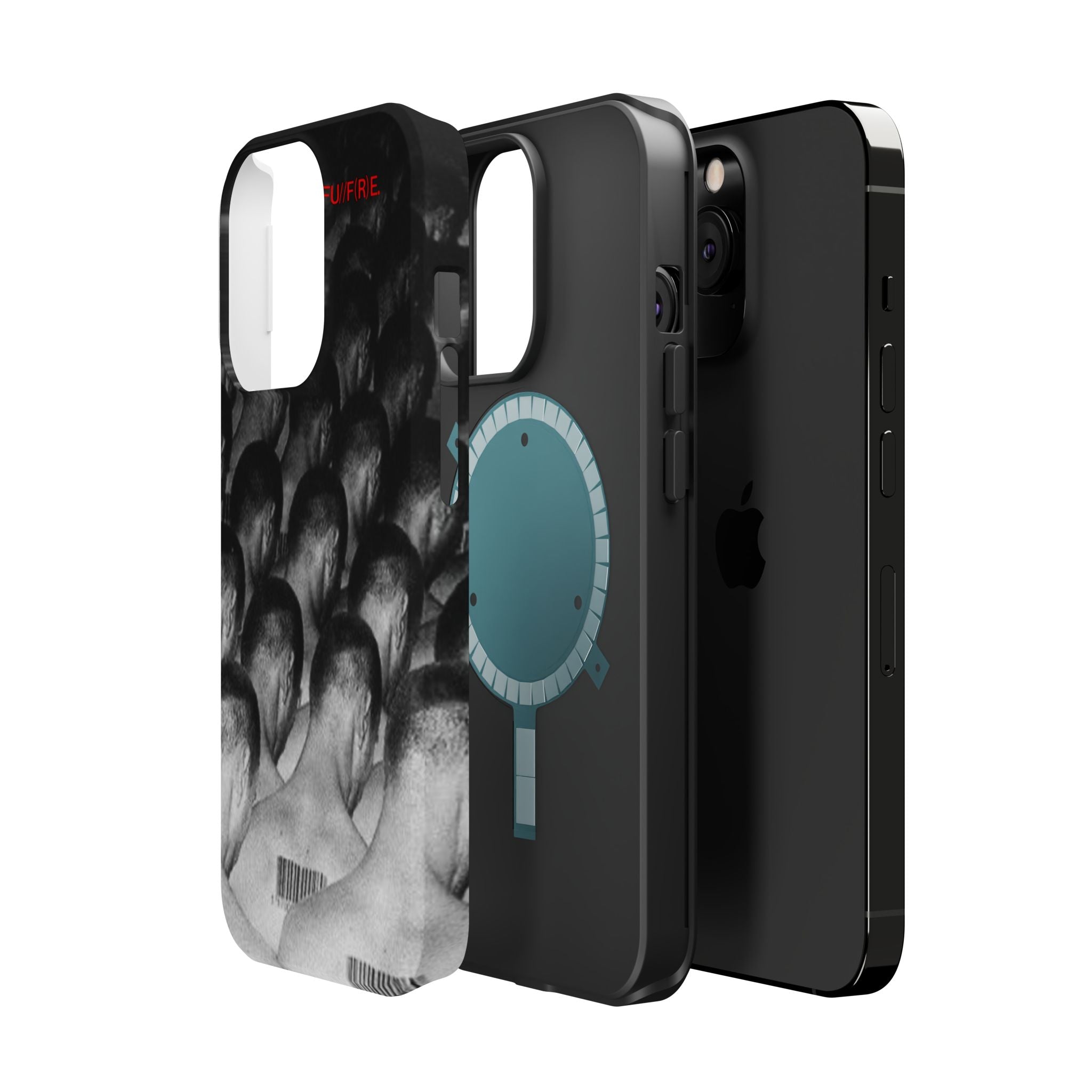 iPhone Magnetic Impact Case — Barcode Heads Monochrome Art Design