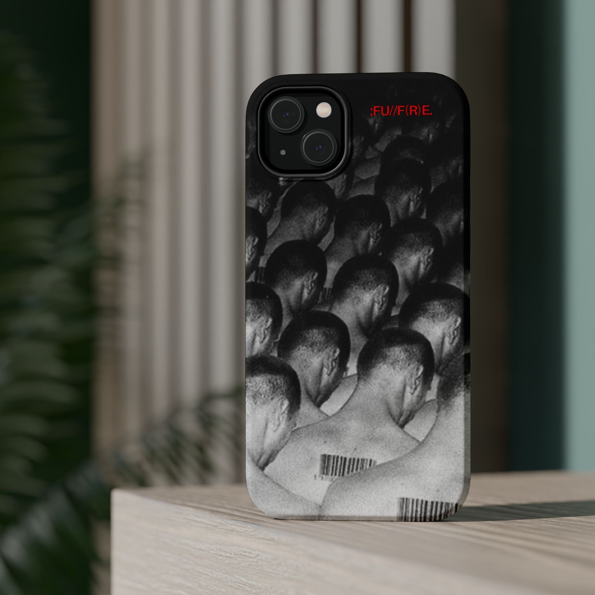iPhone Magnetic Impact Case — Barcode Heads Monochrome Art Design