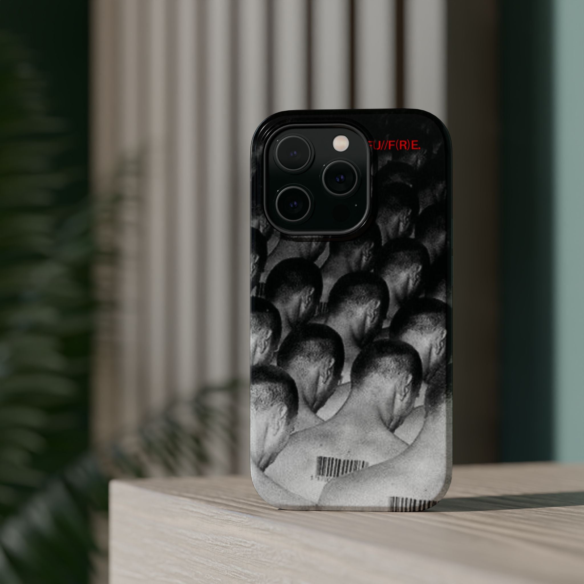 iPhone Magnetic Impact Case — Barcode Heads Monochrome Art Design