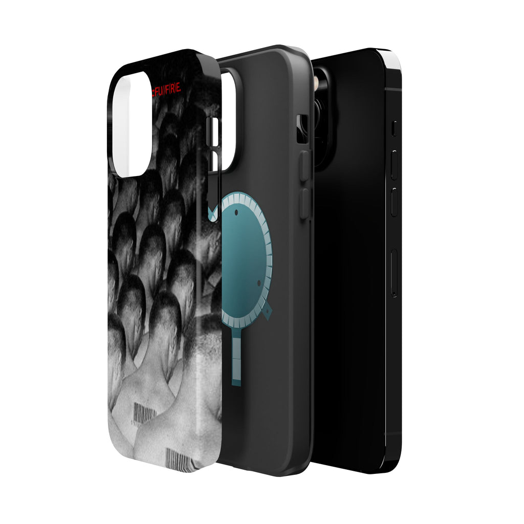 iPhone Magnetic Impact Case — Barcode Heads Monochrome Art Design