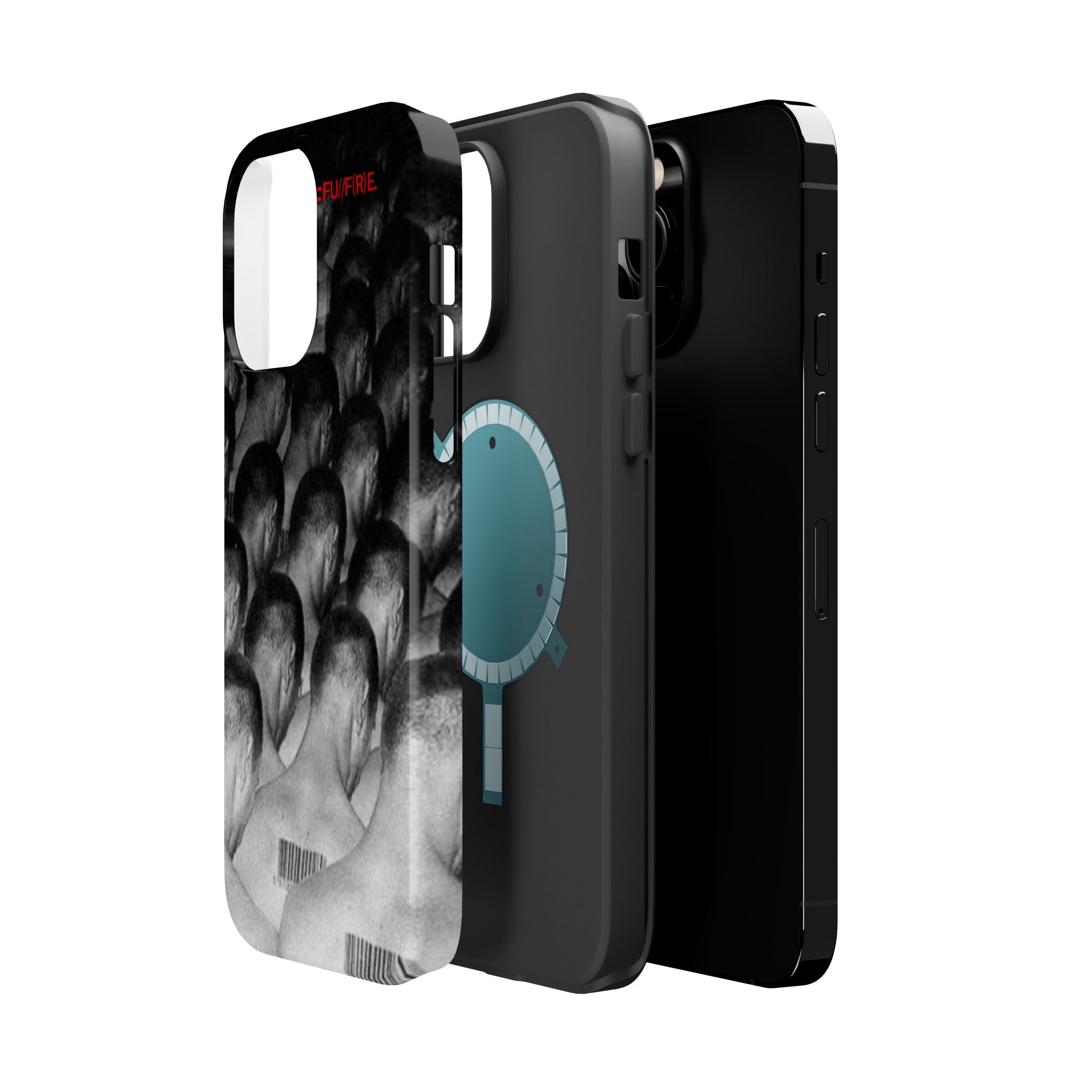 iPhone Magnetic Impact Case — Barcode Heads Monochrome Art Design