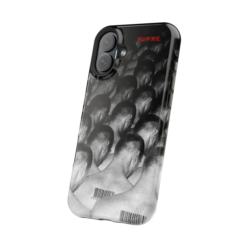 iPhone Magnetic Impact Case — Barcode Heads Monochrome Art Design