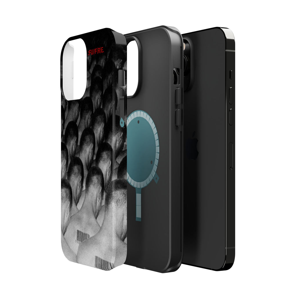 iPhone Magnetic Impact Case — Barcode Heads Monochrome Art Design