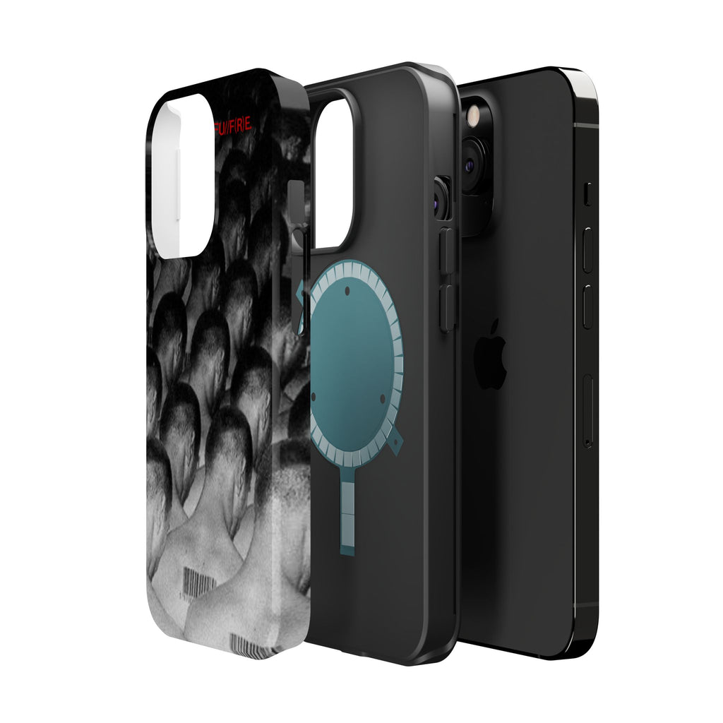 iPhone Magnetic Impact Case — Barcode Heads Monochrome Art Design