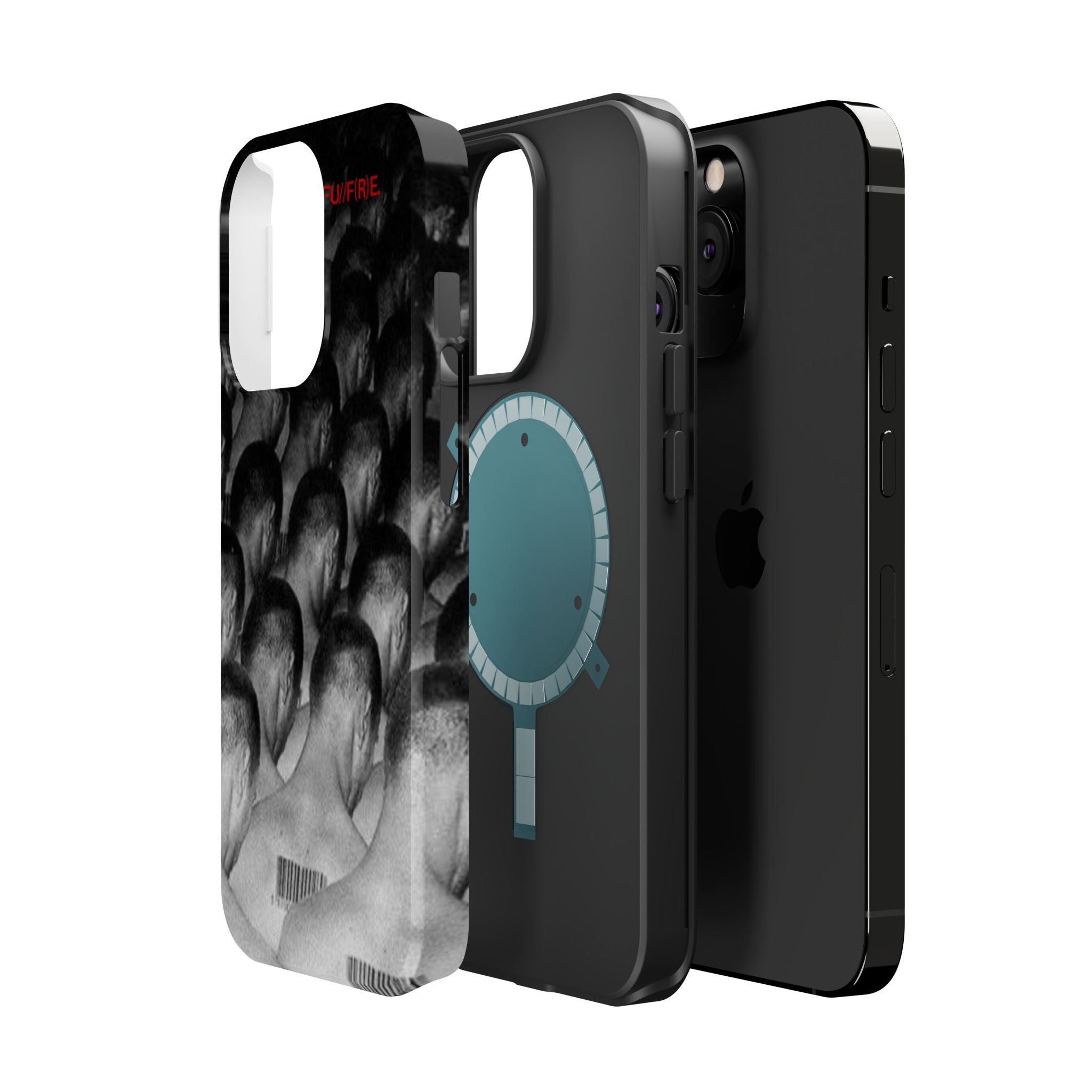 iPhone Magnetic Impact Case — Barcode Heads Monochrome Art Design