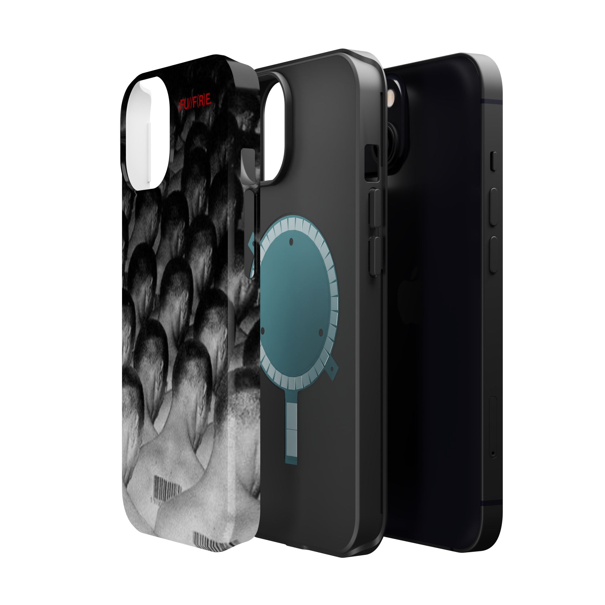 iPhone Magnetic Impact Case — Barcode Heads Monochrome Art Design
