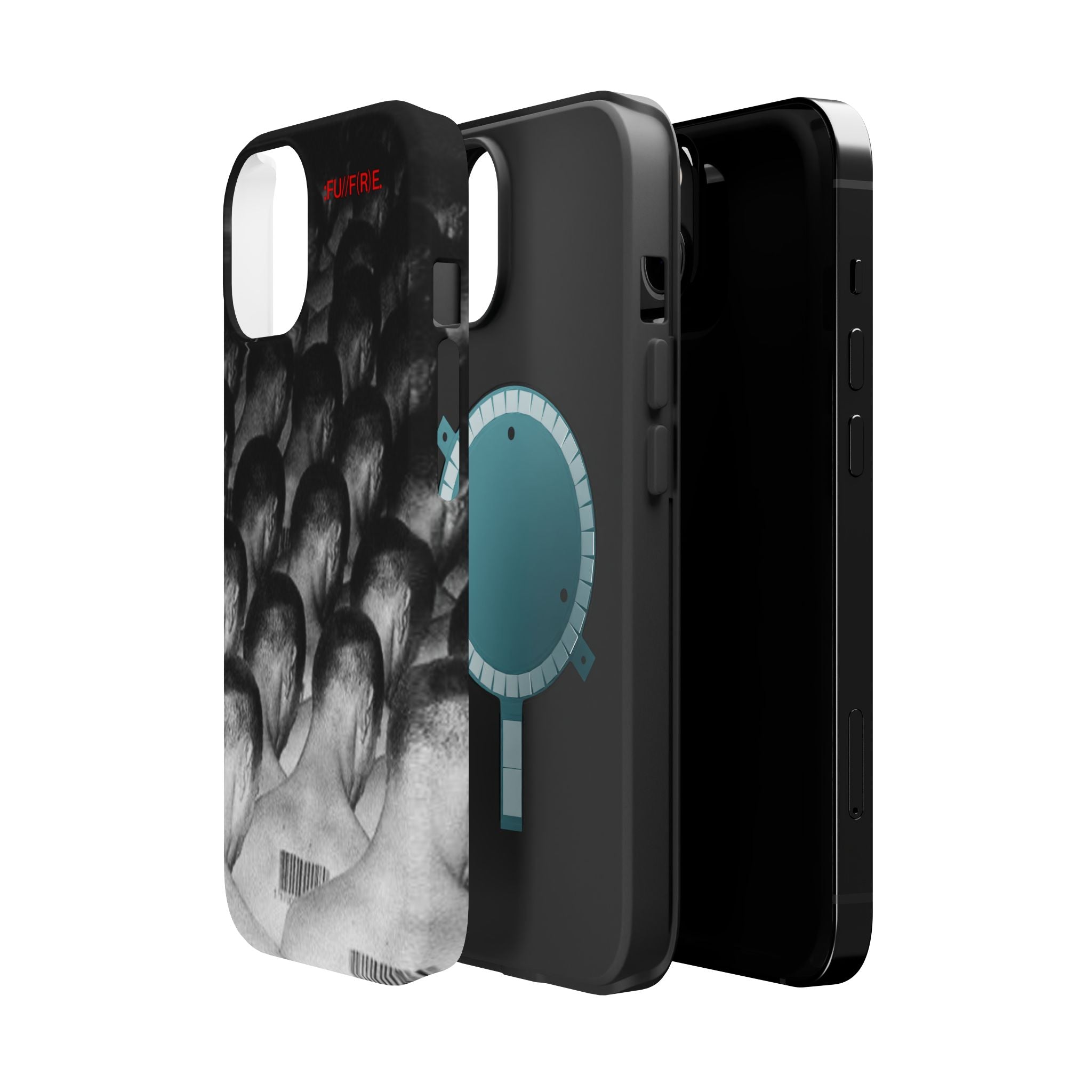 iPhone Magnetic Impact Case — Barcode Heads Monochrome Art Design