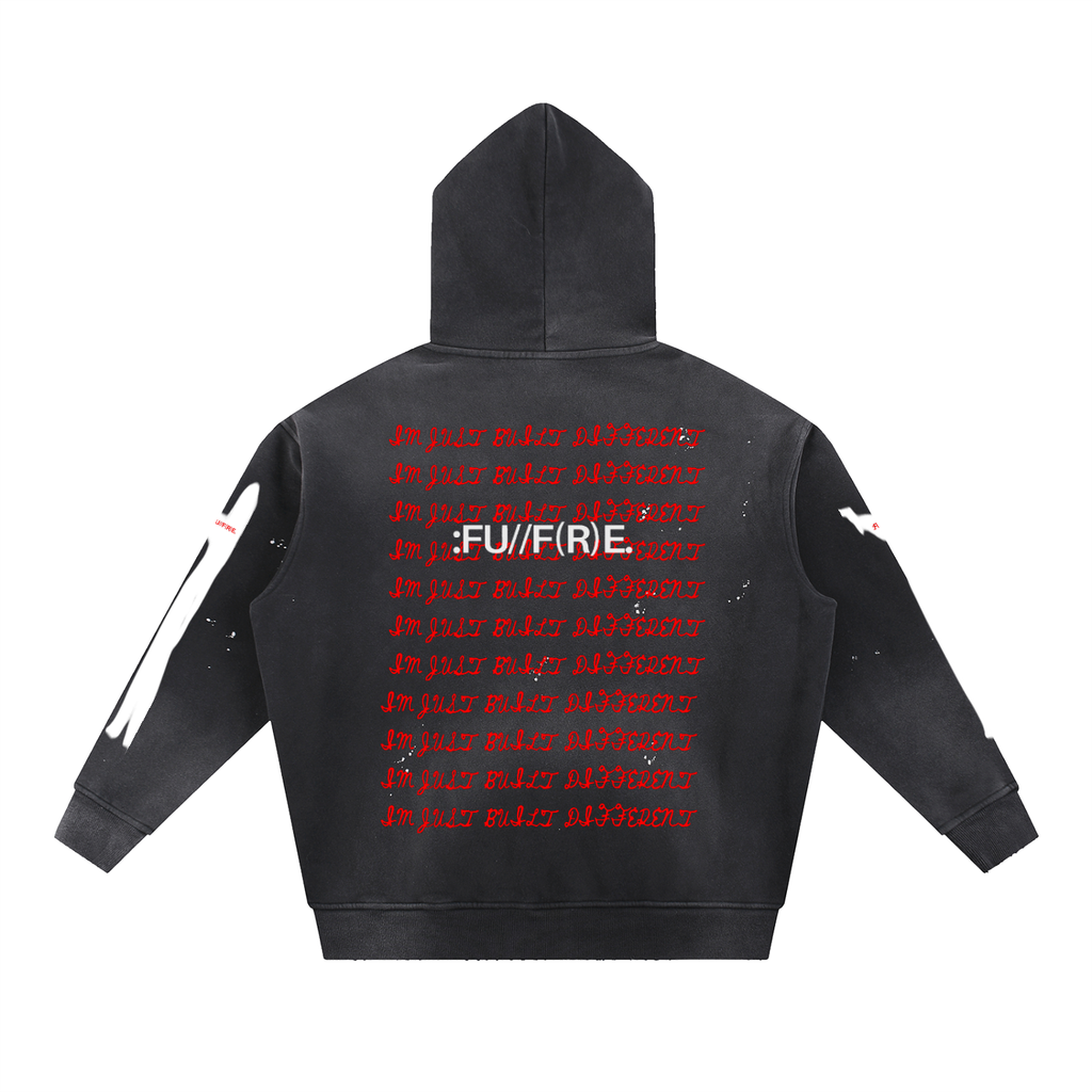 Vintage Washed Frayed Fleece Hoodie