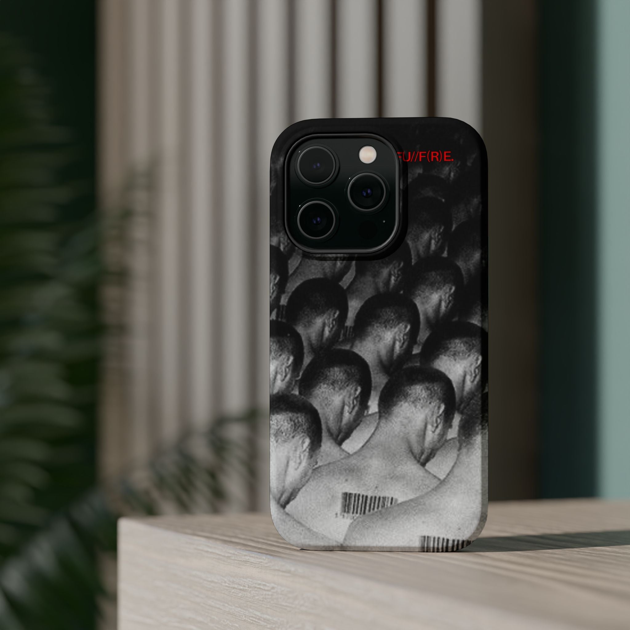 iPhone Magnetic Impact Case — Barcode Heads Monochrome Art Design