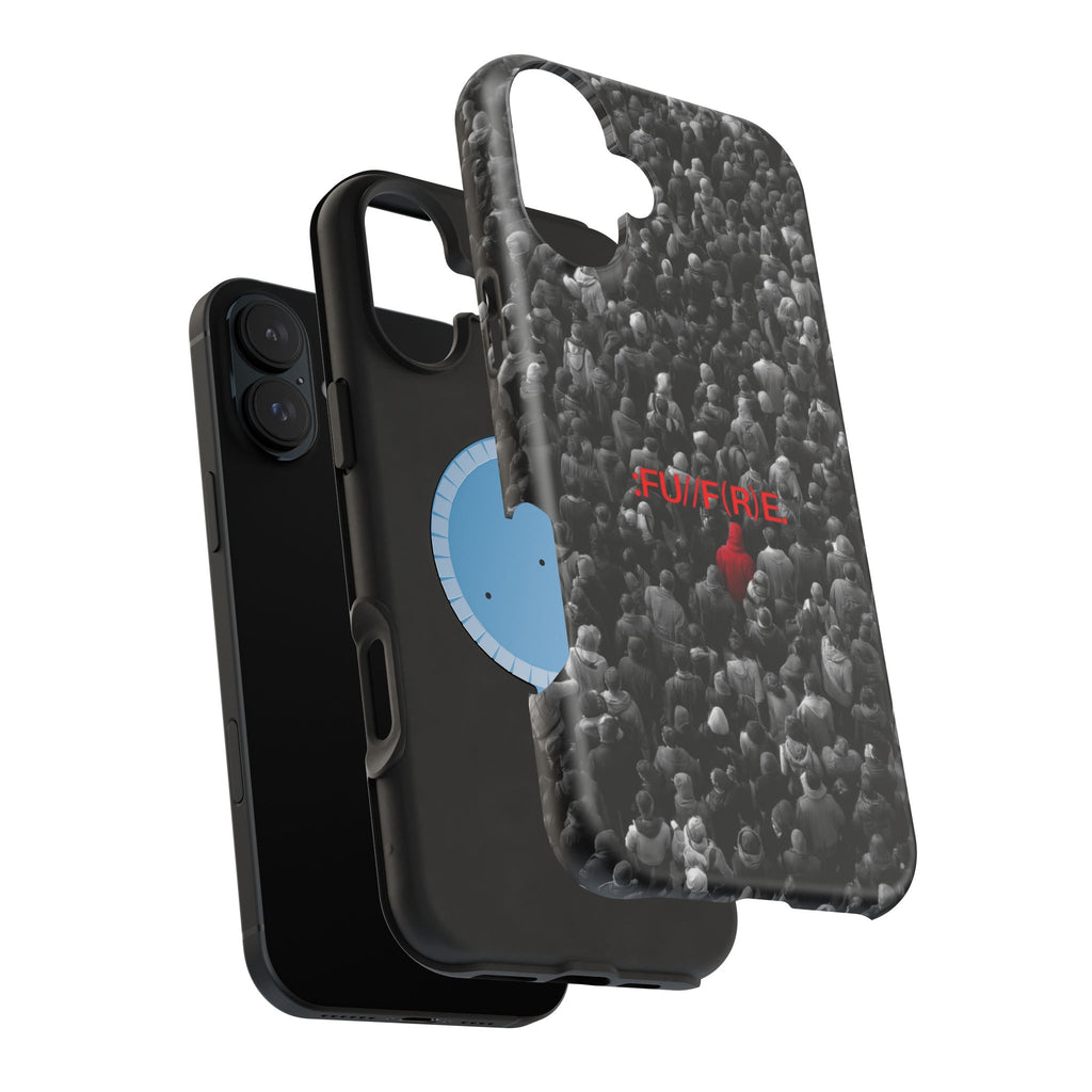 Phone Case — Magnetic Impact-Resistant Case with Red Heart "FUTURE" Crowd Design