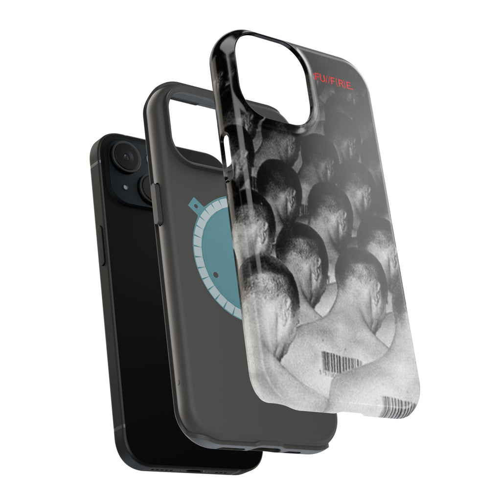 iPhone Magnetic Impact Case — Barcode Heads Monochrome Art Design
