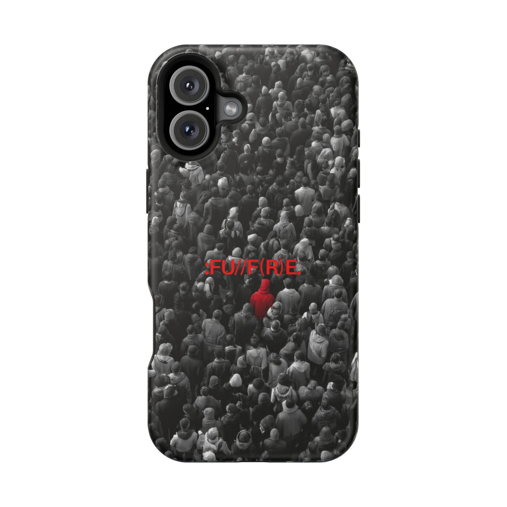 Phone Case — Magnetic Impact-Resistant Case with Red Heart "FUTURE" Crowd Design