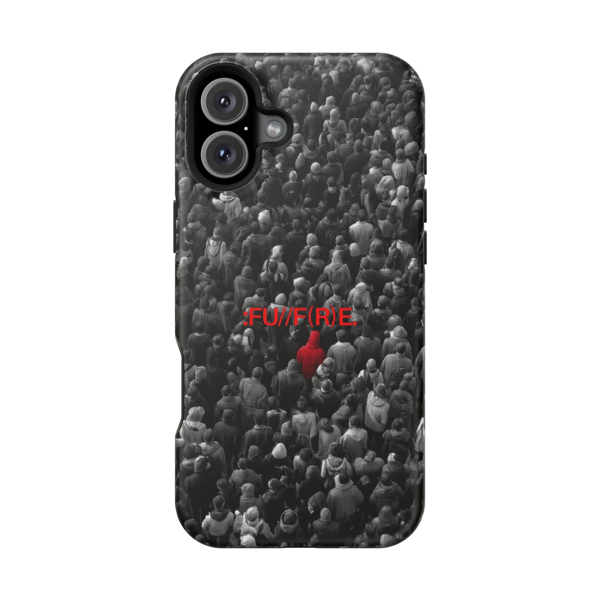 Phone Case — Magnetic Impact-Resistant Case with Red Heart "FUTURE" Crowd Design