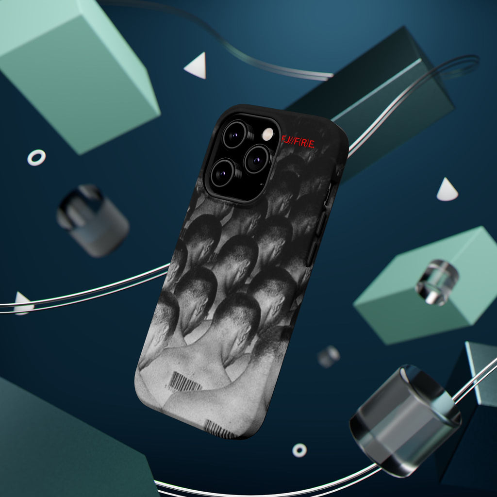 iPhone Magnetic Impact Case — Barcode Heads Monochrome Art Design
