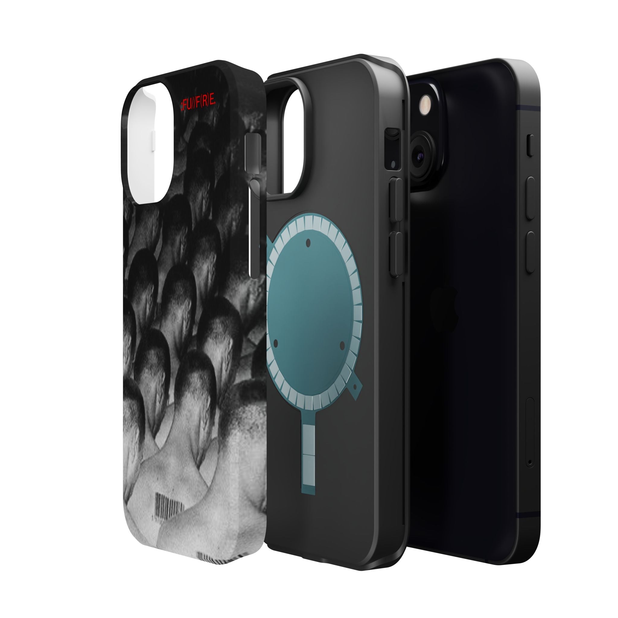 iPhone Magnetic Impact Case — Barcode Heads Monochrome Art Design