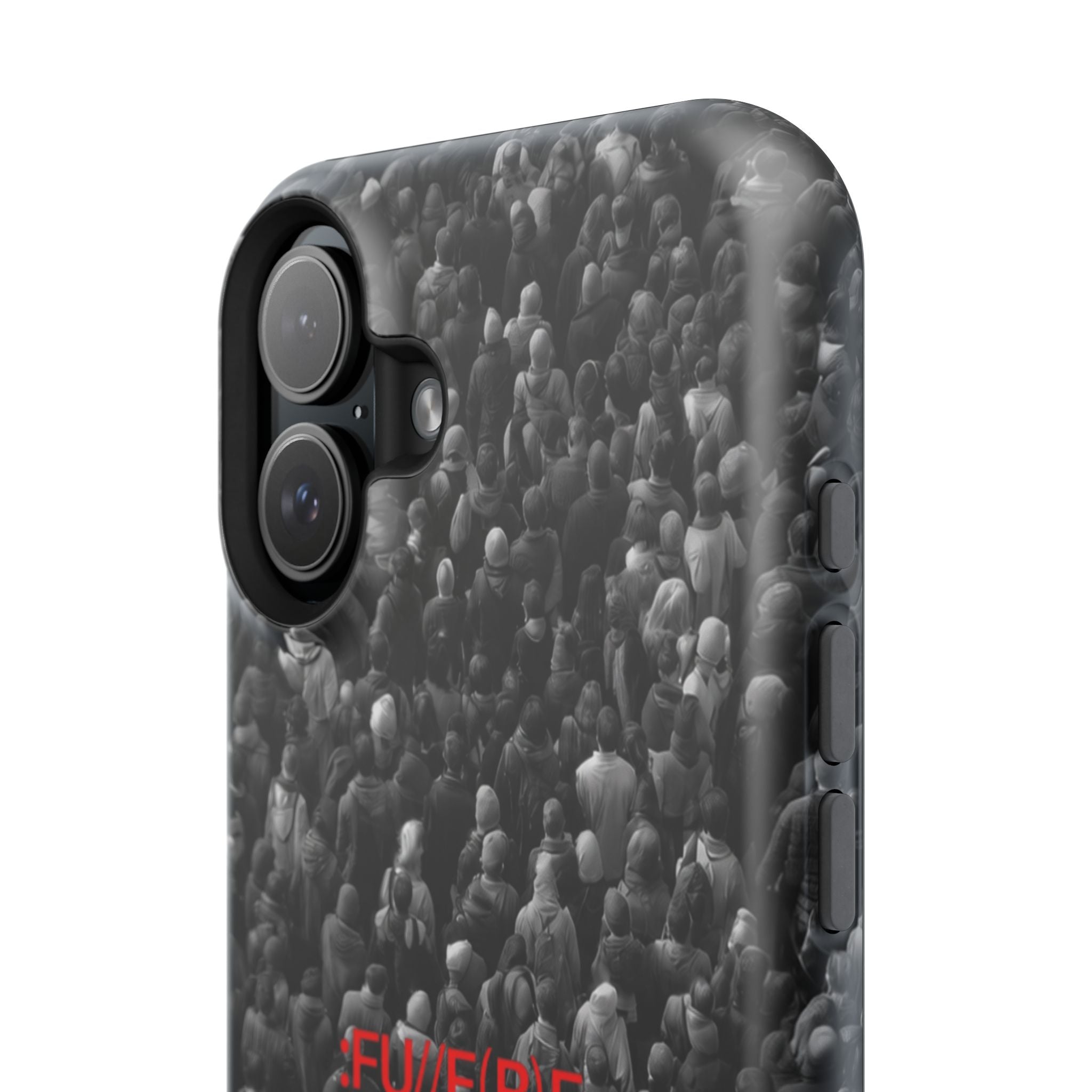 Phone Case — Magnetic Impact-Resistant Case with Red Heart "FUTURE" Crowd Design