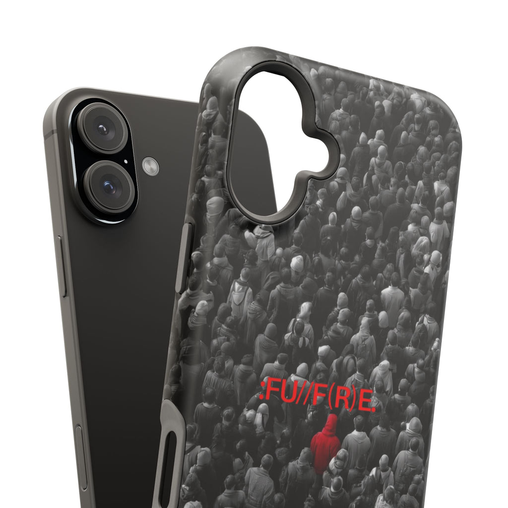 Phone Case — Magnetic Impact-Resistant Case with Red Heart "FUTURE" Crowd Design