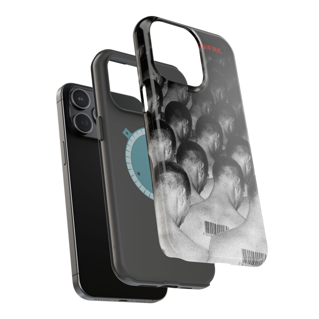 iPhone Magnetic Impact Case — Barcode Heads Monochrome Art Design