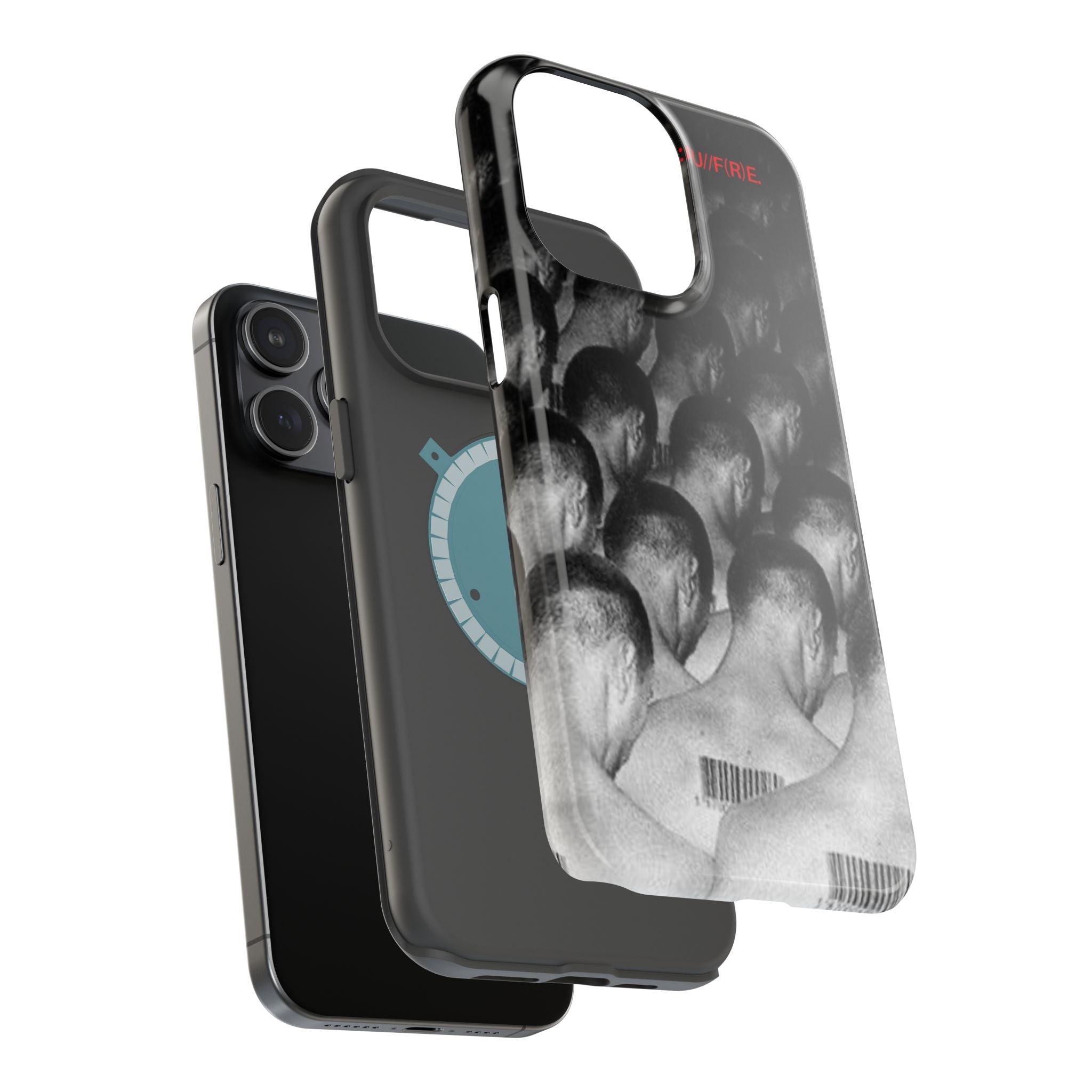 iPhone Magnetic Impact Case — Barcode Heads Monochrome Art Design