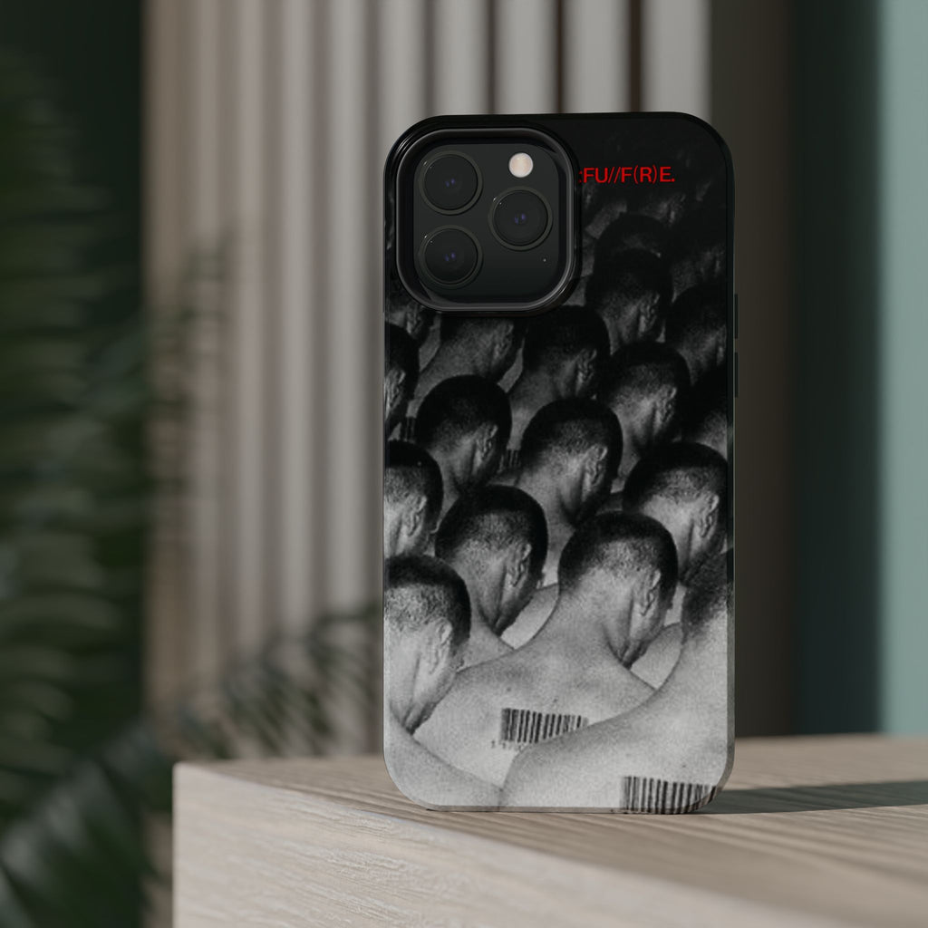 iPhone Magnetic Impact Case — Barcode Heads Monochrome Art Design