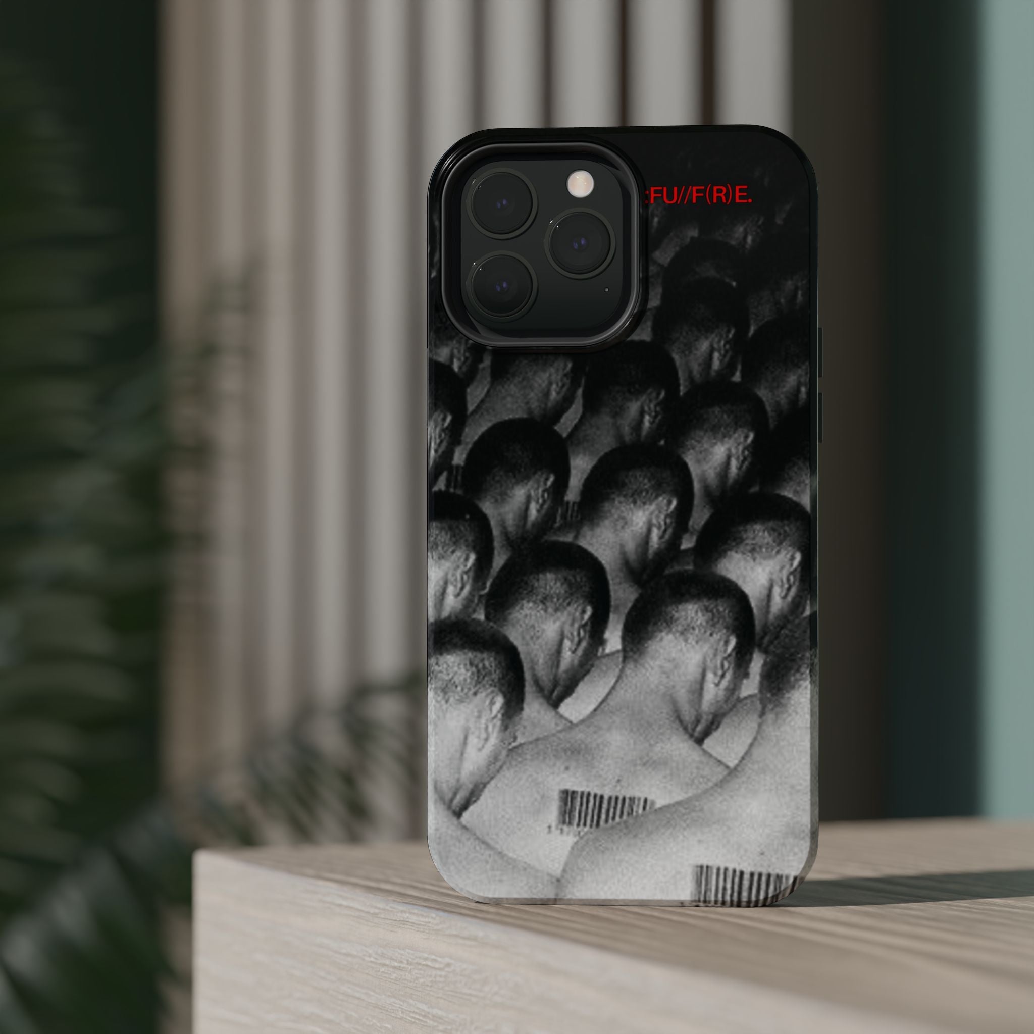 iPhone Magnetic Impact Case — Barcode Heads Monochrome Art Design