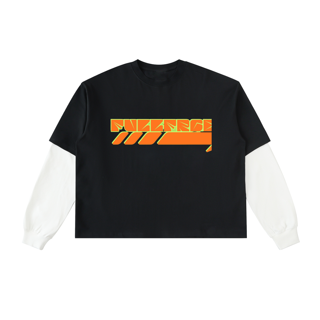Layered Contrast Sleeve Cotton T-Shirt