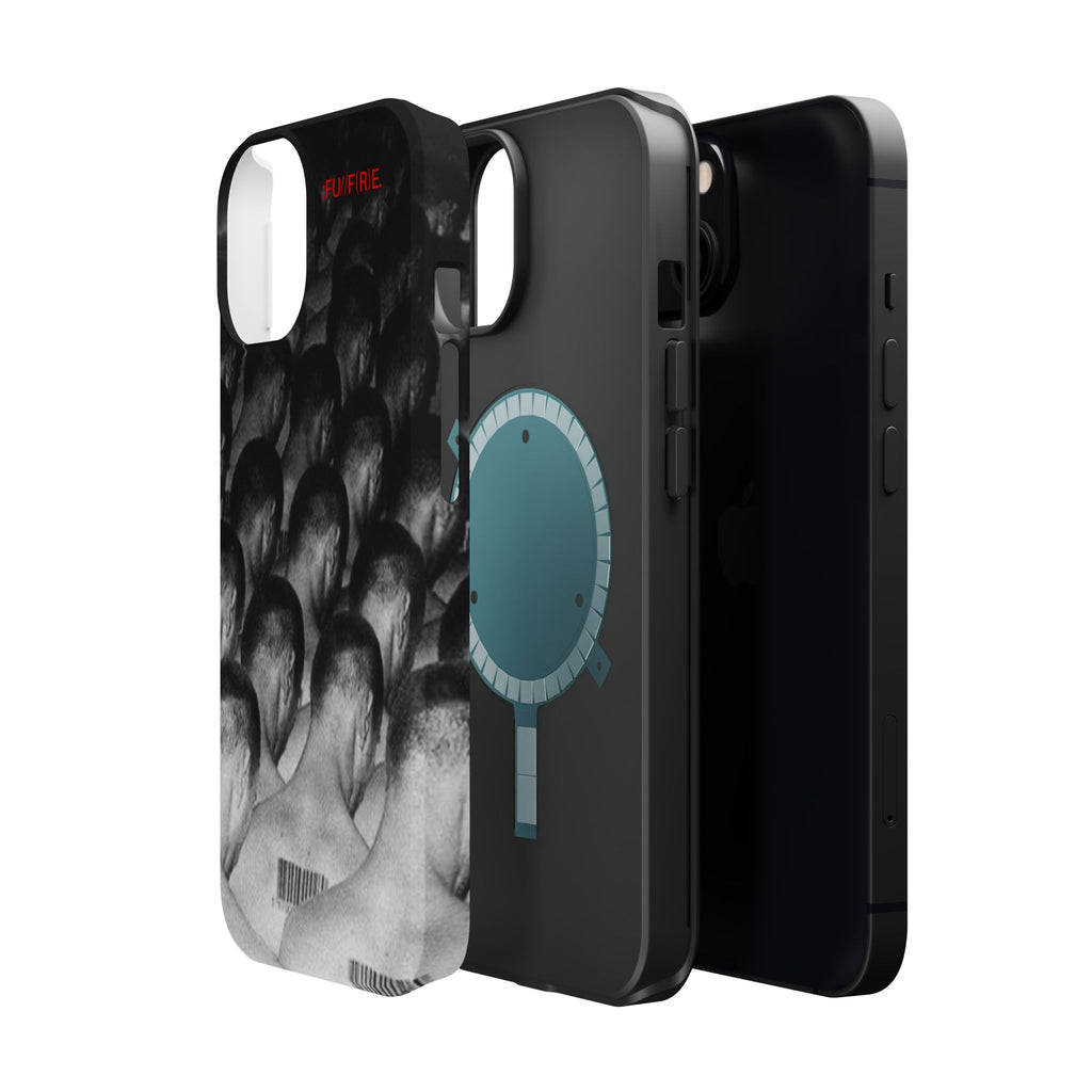 iPhone Magnetic Impact Case — Barcode Heads Monochrome Art Design
