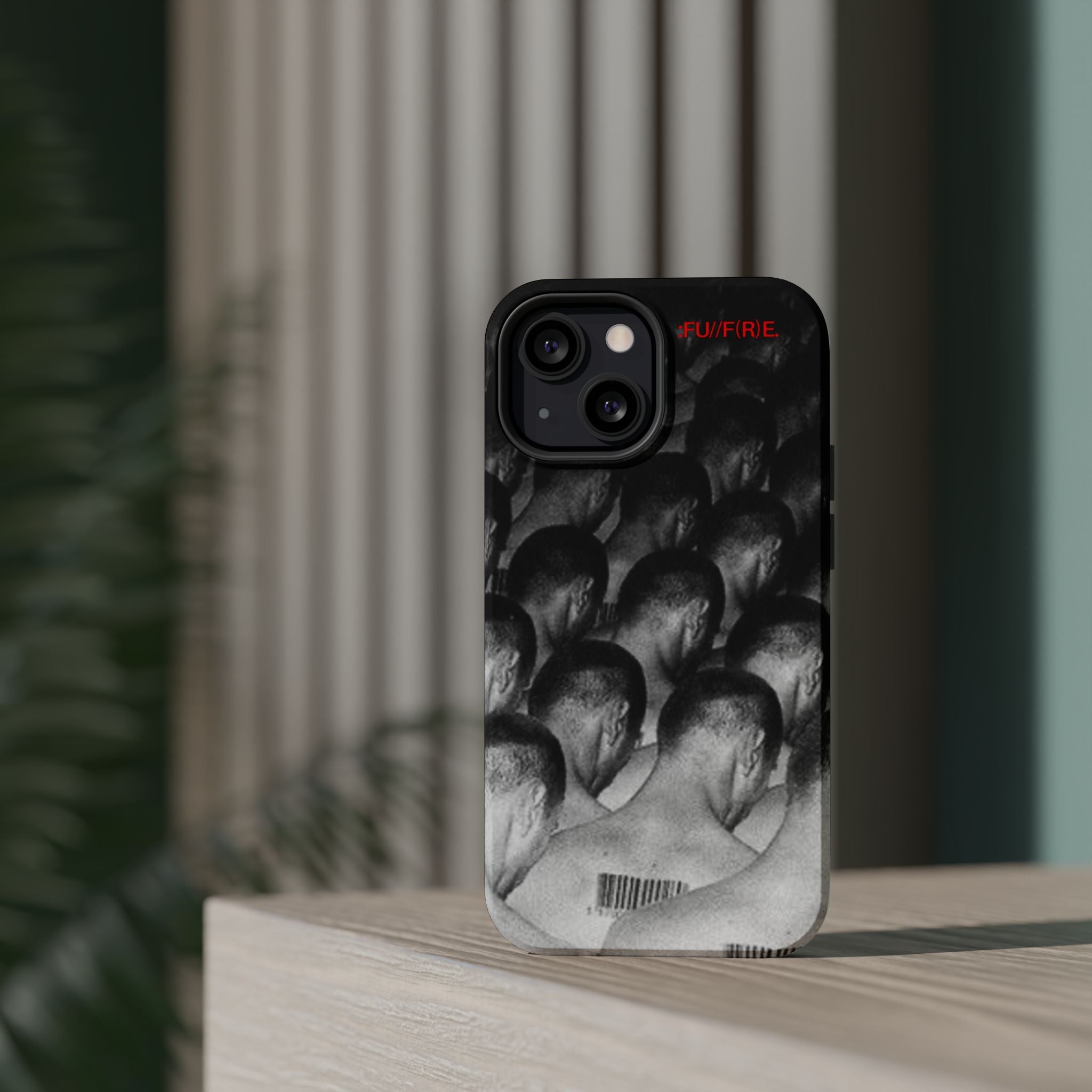 iPhone Magnetic Impact Case — Barcode Heads Monochrome Art Design