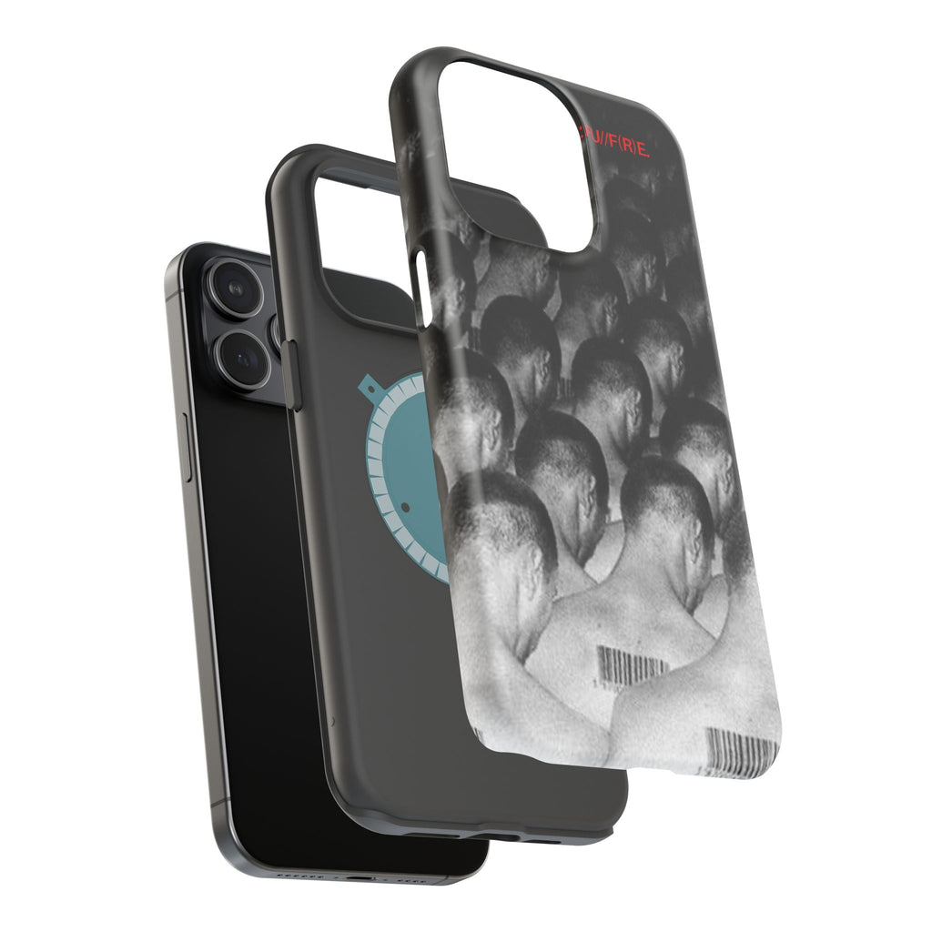 iPhone Magnetic Impact Case — Barcode Heads Monochrome Art Design