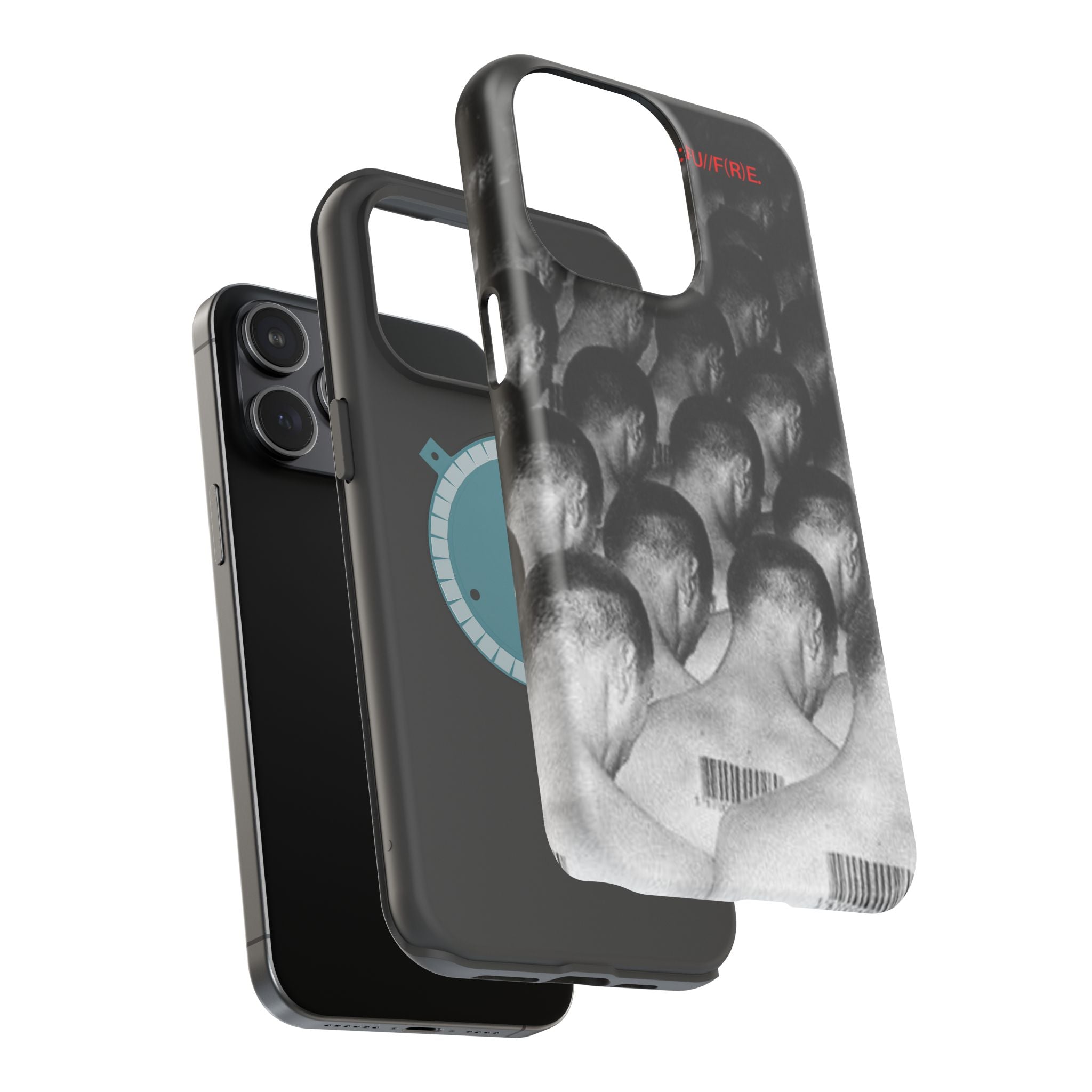 iPhone Magnetic Impact Case — Barcode Heads Monochrome Art Design