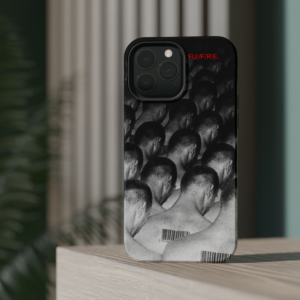 iPhone Magnetic Impact Case — Barcode Heads Monochrome Art Design