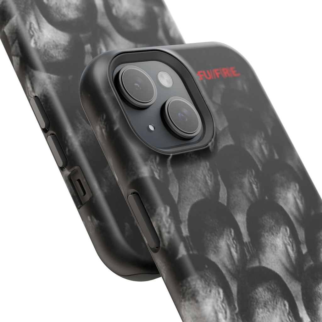 iPhone Magnetic Impact Case — Barcode Heads Monochrome Art Design