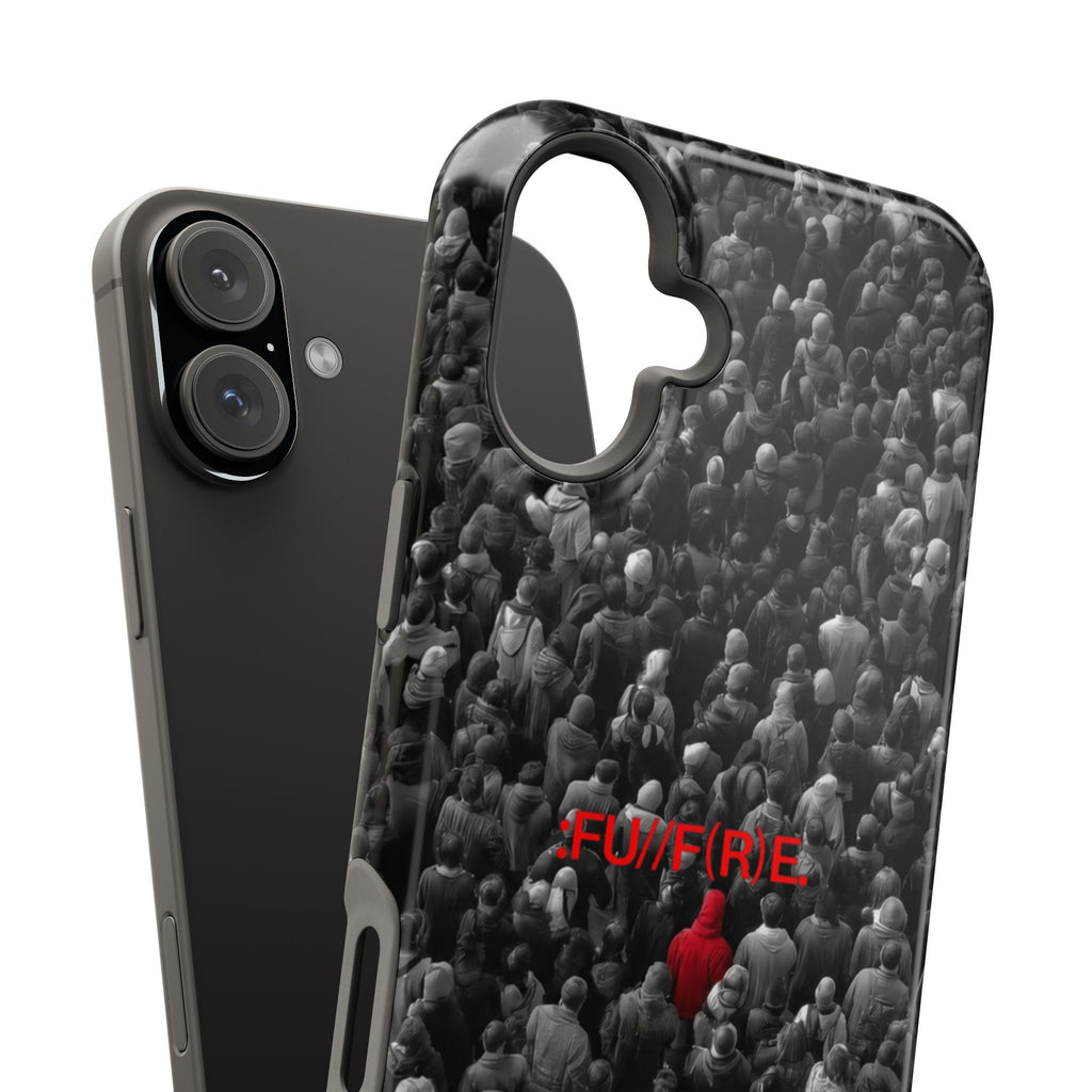 Phone Case — Magnetic Impact-Resistant Case with Red Heart "FUTURE" Crowd Design