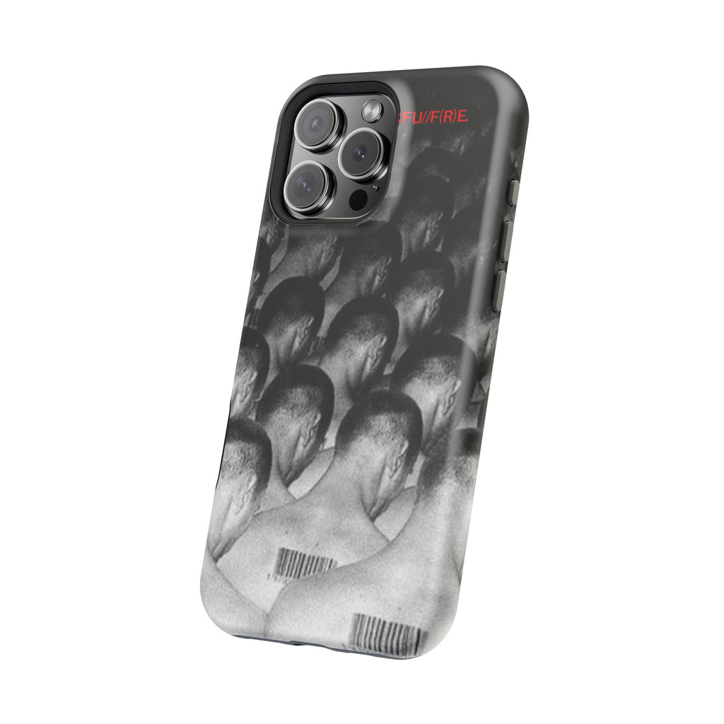 iPhone Magnetic Impact Case — Barcode Heads Monochrome Art Design